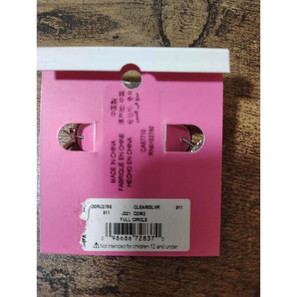 Kate Spade Full Circle Earrings - Clear / Silver Pave Hoop  NWT - Picture 2 of 4